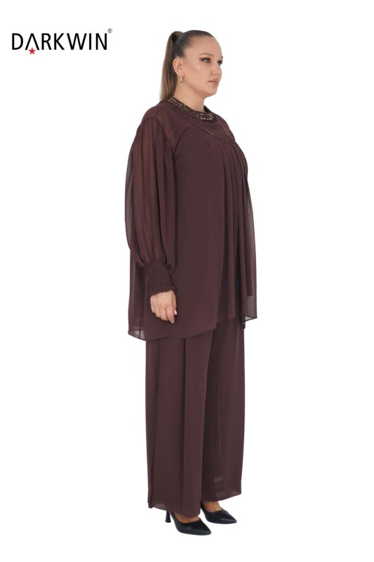 DARKWIN - 12240 DARKWIN BLUZ-PANTOLON KAHVE (1)