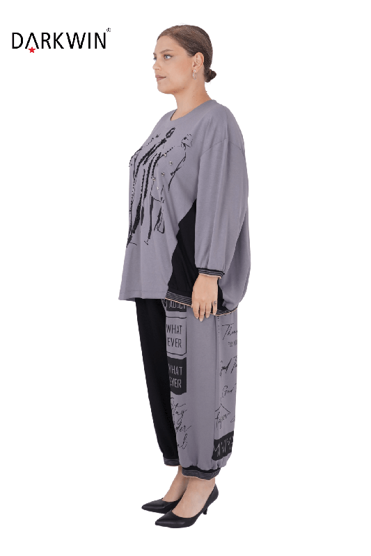 DARKWIN - 1324 DARKWIN BLUZ-PANTOLON GRI-SIYAH (1)