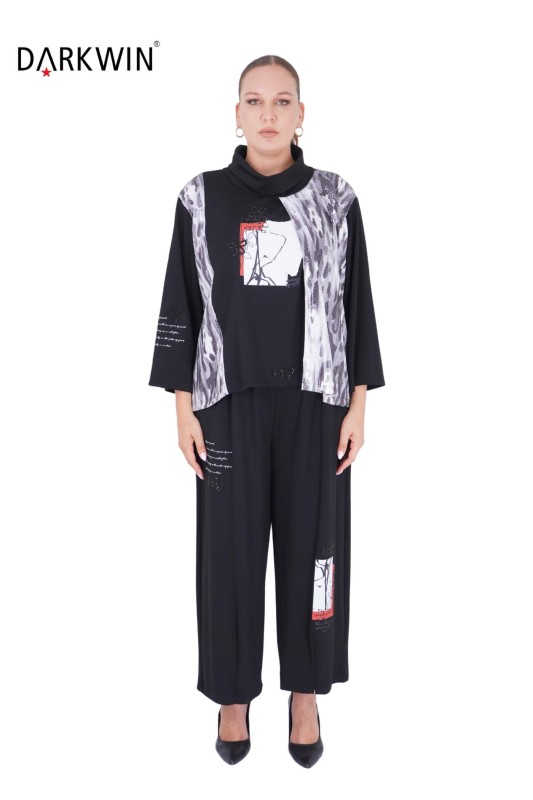1342 DARKWIN BLUZ-PANTOLON SIYAH - Thumbnail