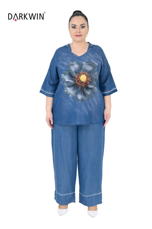 1601 DARKWIN BLUZ-PANTOLON MAVI KOT - DARKWIN