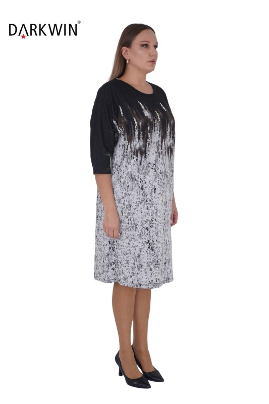 2022 DARKWIN ELBİSE EKRU-KAHVE - DARKWIN (1)