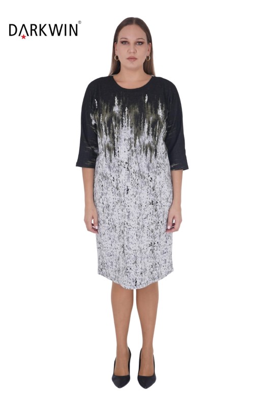 DARKWIN - 2022 DARKWIN ELBİSE EKRU-YESIL