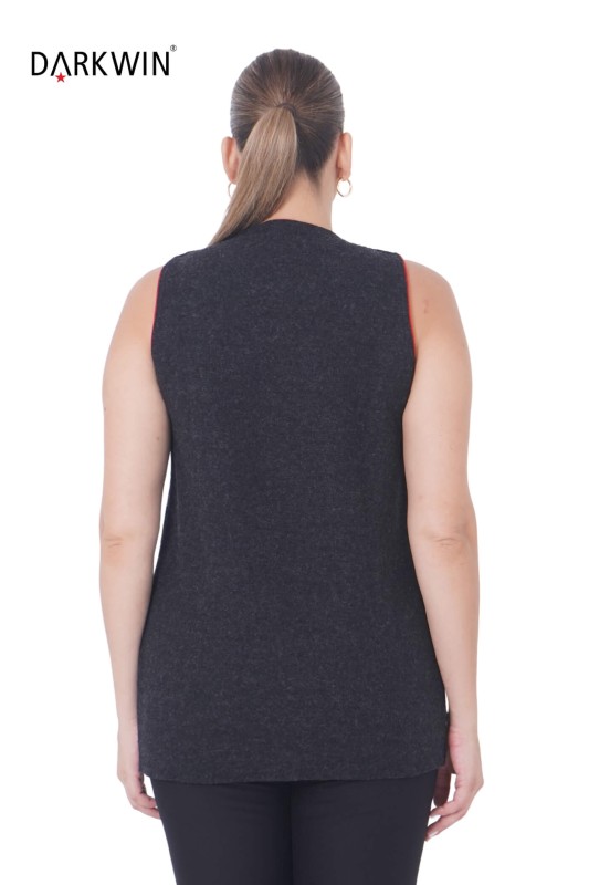 24076 DESEN YELEK SIYAH - Thumbnail