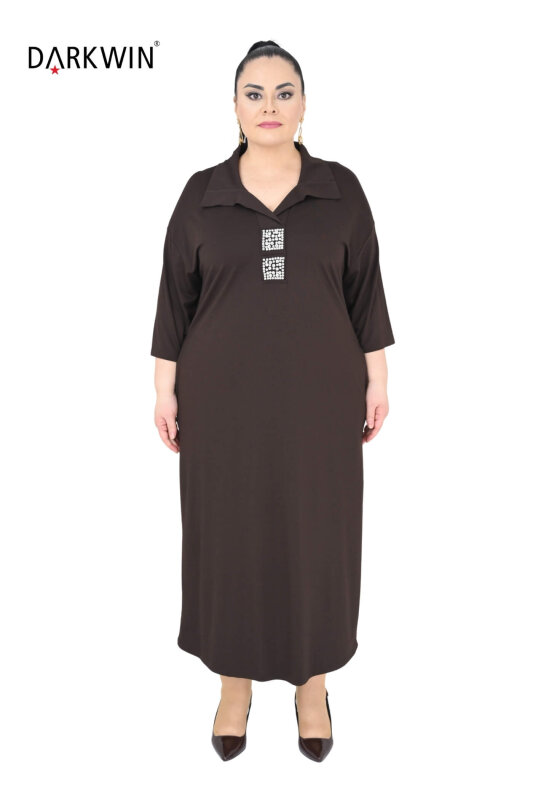 2802-7 M.LONGA ELBİSE KAHVE - MAYA LONGA