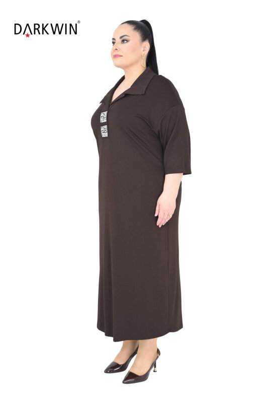 2802-7 M.LONGA ELBİSE KAHVE - MAYA LONGA (1)