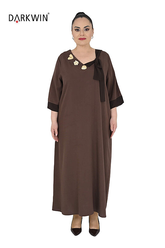 2810-7 M.LONGA ELBİSE KAHVE - MAYA LONGA