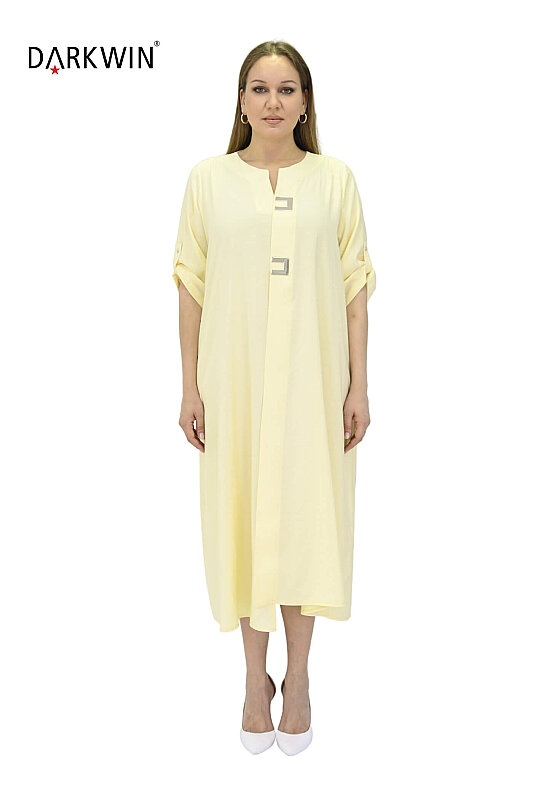 2812-6 M.LONGA ELBİSE SARI - MAYA LONGA