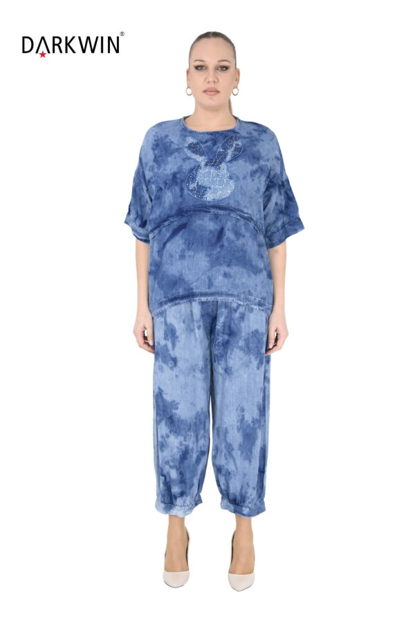 3049 LA VELINA BLUZ-PANTOLON MAVI - 1