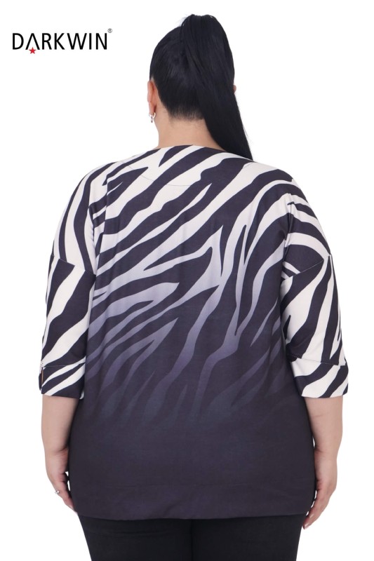 3302 LA VELINA BLUZ LEOPAR - Thumbnail