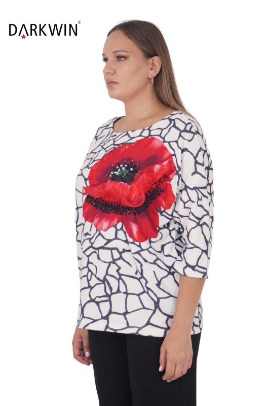 3305 LA VELINA BLUZ EKRU - Thumbnail