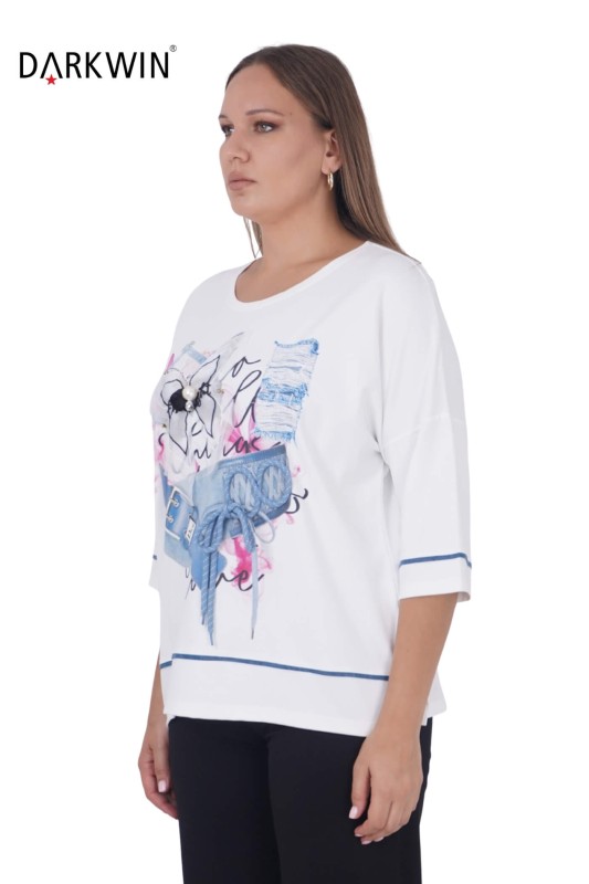 3316 LA VELINA BLUZ EKRU - Thumbnail