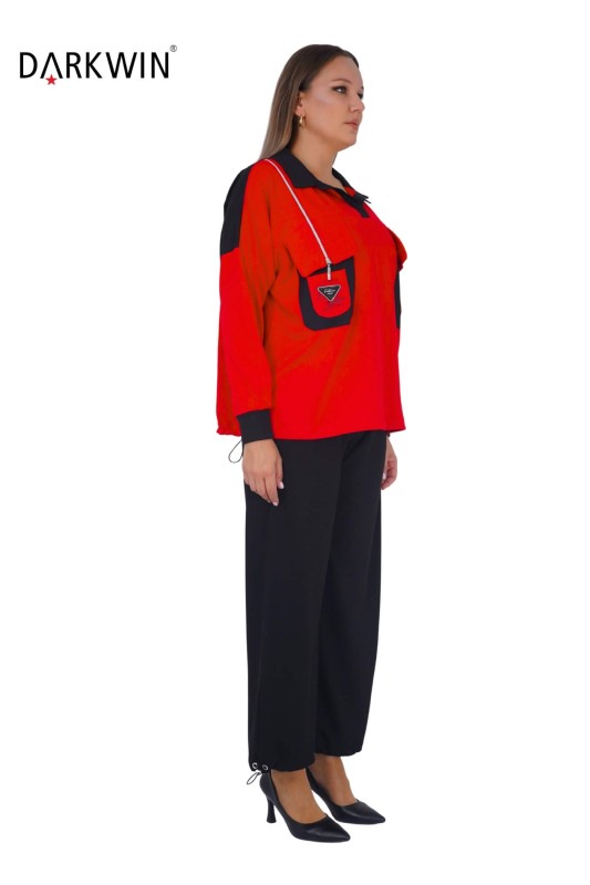 LA VELINA - 3325 LA VELINA BLUZ-PANTOLON KIRMIZI (1)