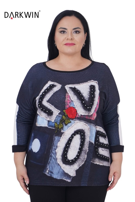 3379 LA VELINA BLUZ SIYAH - Thumbnail