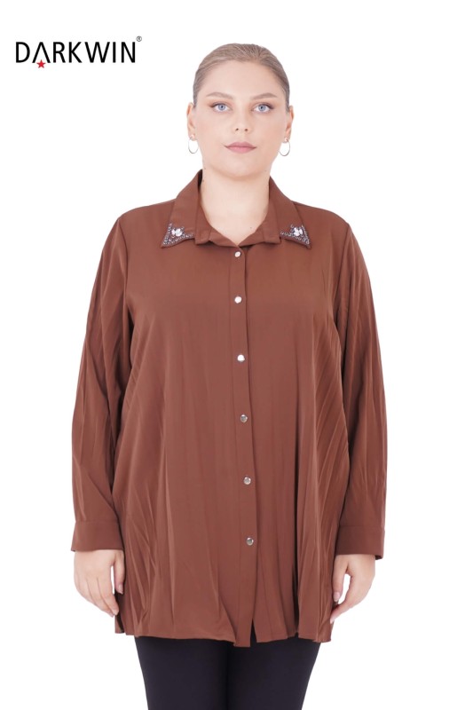 Darkwin - 3402-7 DARKWIN GÖMLEK KAHVE