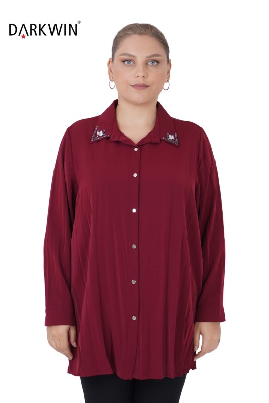 Darkwin - 3402-8 DARKWIN GÖMLEK BORDO