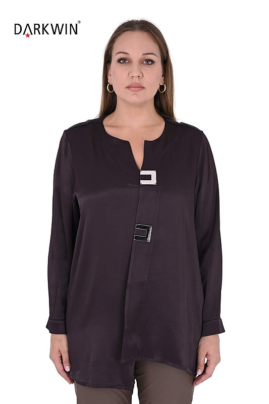 3404-7 M.LONGA BLUZ KAHVE - Maya Longa