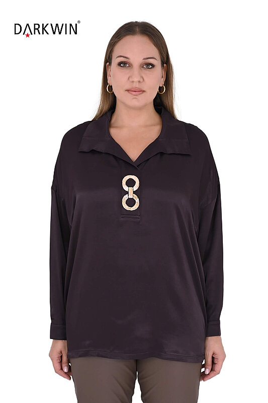 3405-7 M.LONGA BLUZ KAHVE - Maya Longa