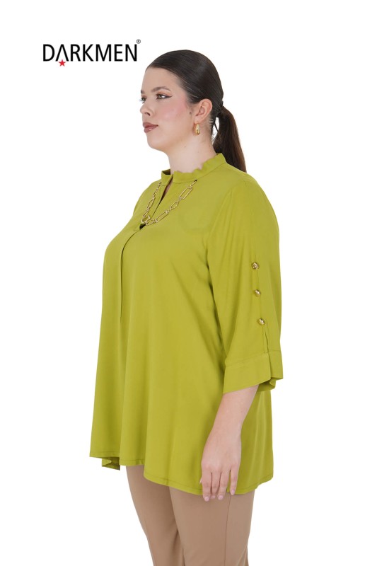 3406-7 MAYA LONGA BLUZ YAĞ YESILI - Thumbnail