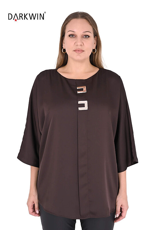 3410-7 M.LONGA BLUZ KAHVE - Maya Longa