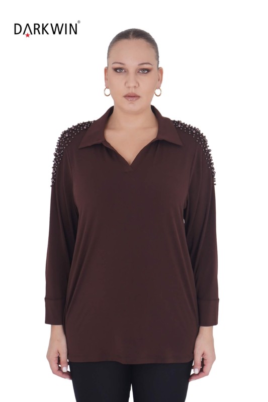 3411-7 DARKWIN BLUZ KAHVE - Darkwin