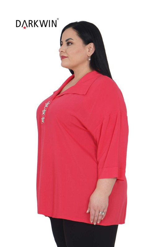 3416-5 MAYA LONGA BLUZ MERCAN - Thumbnail