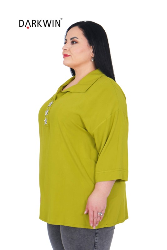 3416-7 MAYA LONGA BLUZ YAĞ YESILI - Thumbnail
