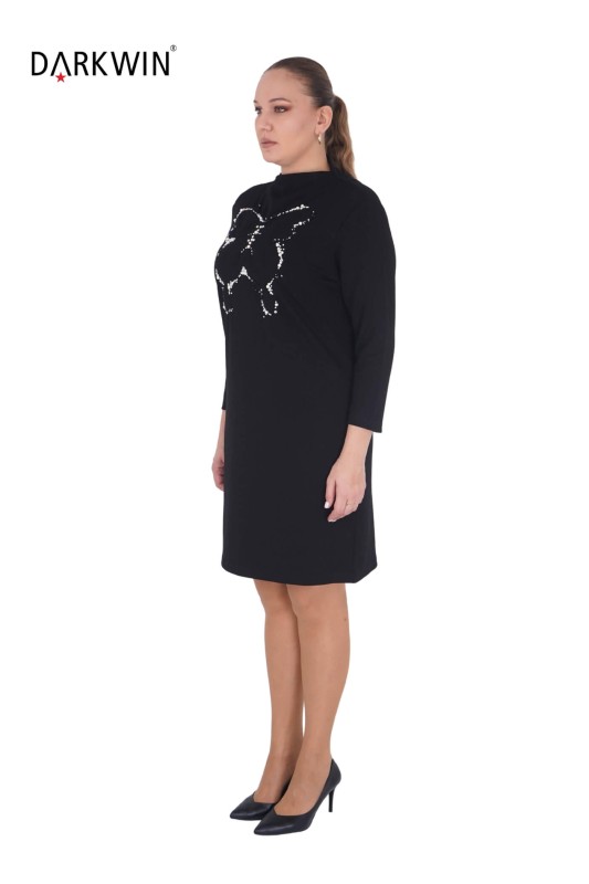 3455 LA VELINA ELBİSE SIYAH - Thumbnail