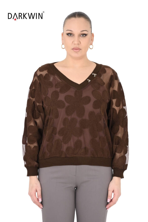 3468 LA VELINA BLUZ KAHVE - 1