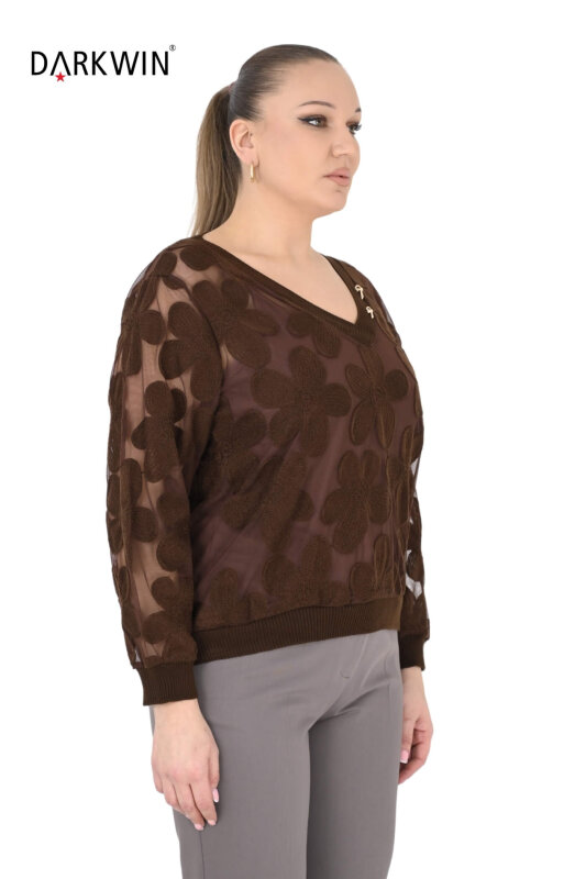 3468 LA VELINA BLUZ KAHVE - 2