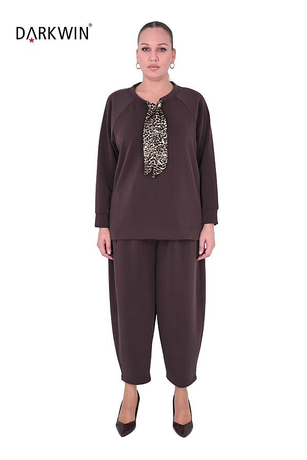 3710-7 M.LONGA BLUZ-PANTOLON KAHVE - 1
