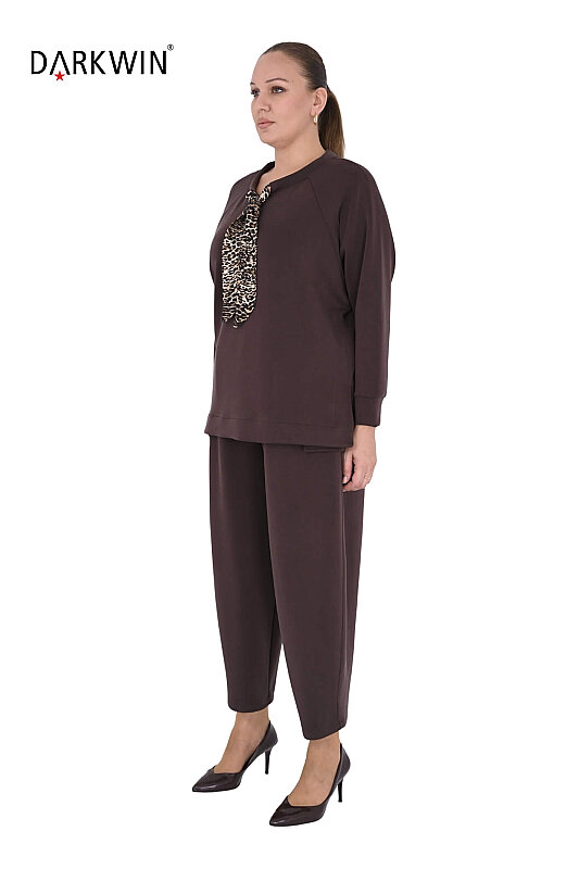 3710-7 M.LONGA BLUZ-PANTOLON KAHVE - MAYA LONGA (1)