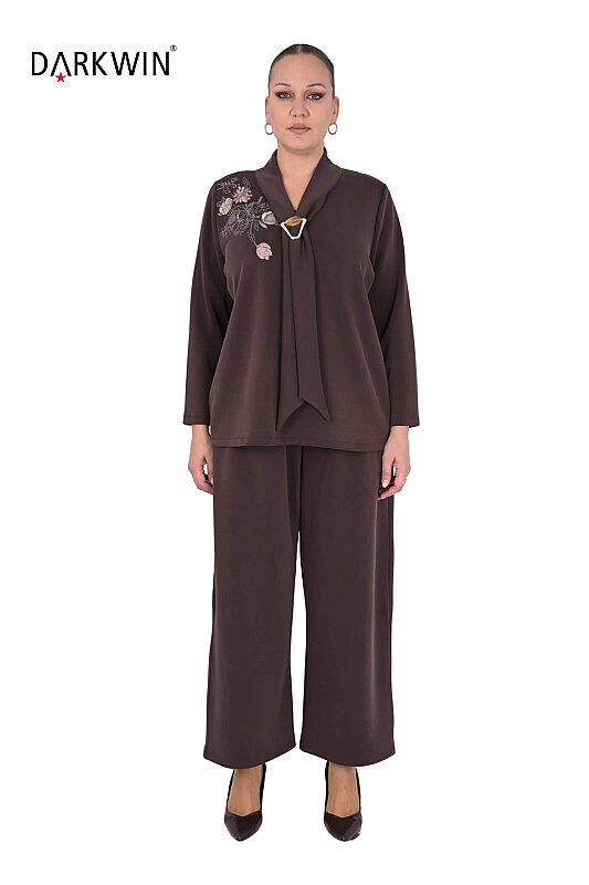 3711-7 M.LONGA BLUZ-PANTOLON KAHVE - Maya Longa
