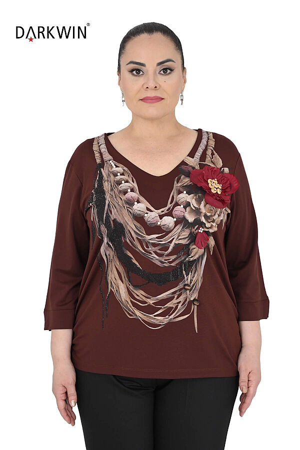 3750 LA VELINA BLUZ KAHVE - 1