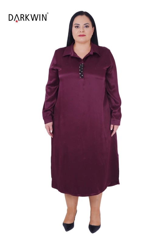 3805-8 DARKWIN ELBİSE BORDO - DARKWIN