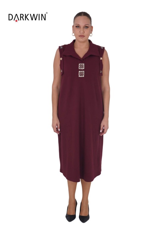 3810-8 DARKWIN ELBİSE BORDO - Darkwin