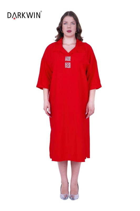 3811-5 MAYA LONGA ELBİSE KIRMIZI