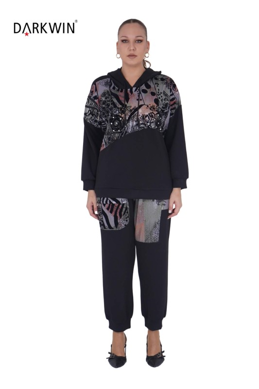 5516 DARKWIN BLUZ-PANTOLON SIYAH - Darkwin