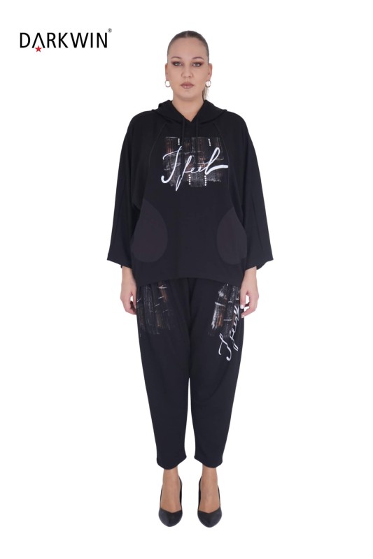 5520 DARKWIN BLUZ-PANTOLON SIYAH - Darkwin