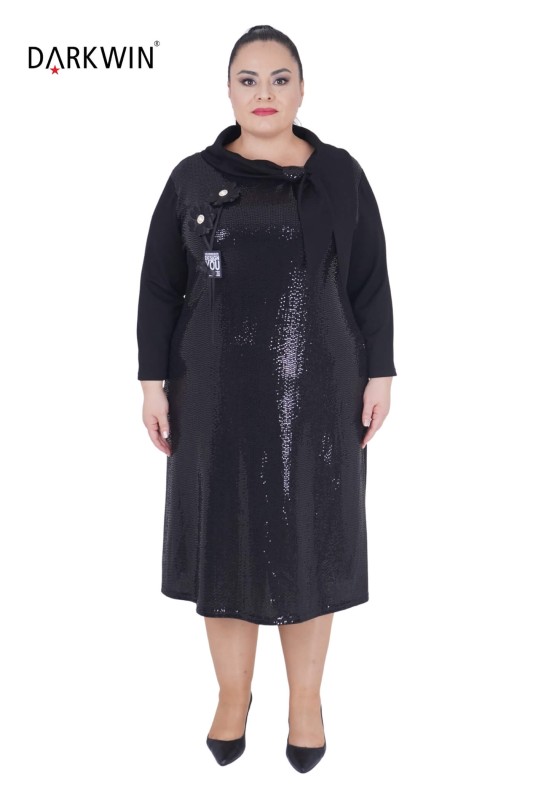5542 DARKWIN ELBİSE SIYAH - Darkwin