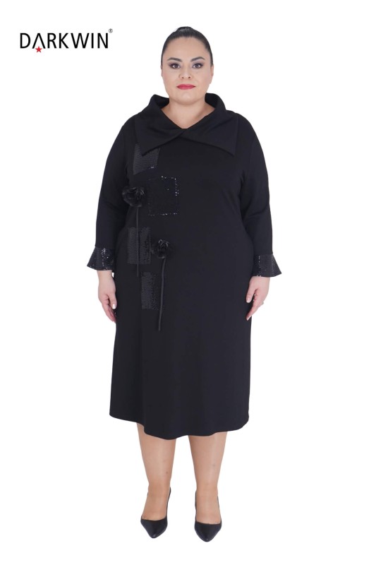 5543 DARKWIN ELBİSE SIYAH - Darkwin