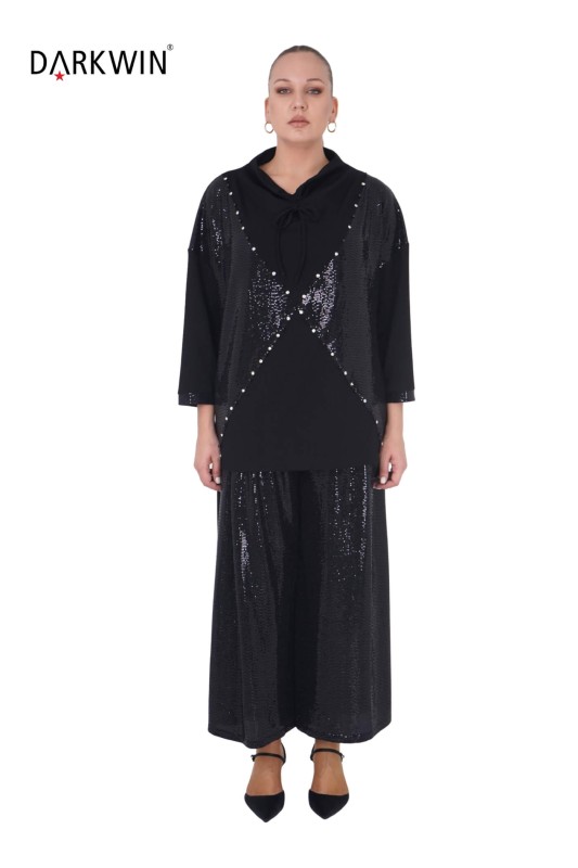 5550 DARKWIN BLUZ-PANTOLON SIYAH - Darkwin