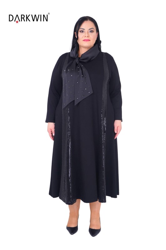 5552 DARKWIN ELBİSE SIYAH - Darkwin