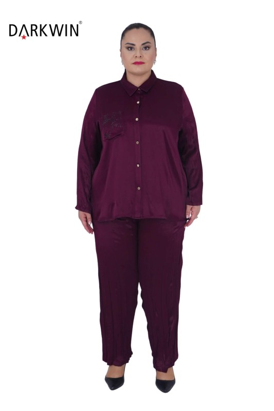 DARKWIN - 5716-05 DARKWIN GÖMLEK-PANTOLON BORDO