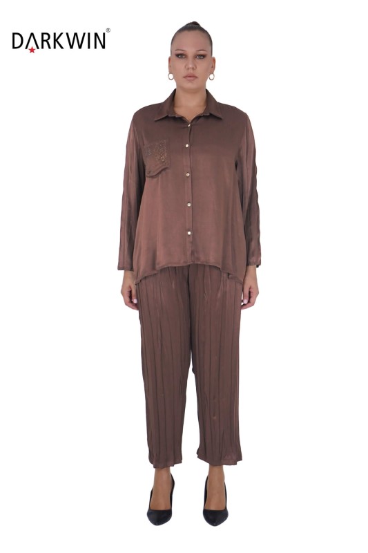 DARKWIN - 5716-06 DARKWIN GÖMLEK-PANTOLON KAHVE