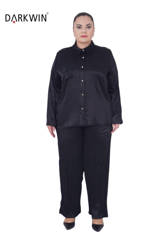 Darkwin - 5716 DARKWIN GÖMLEK-PANTOLON SIYAH