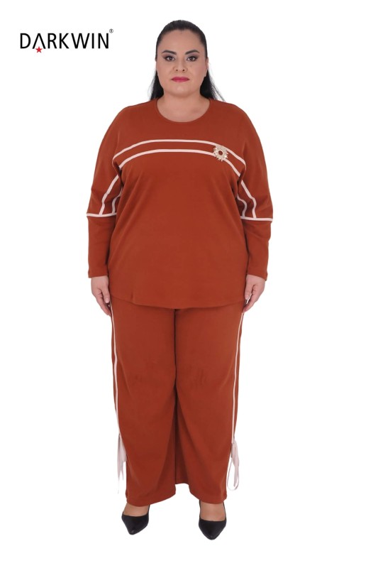 DARKWIN - 5719-06 DARKWIN BLUZ-PANTOLON KAHVE