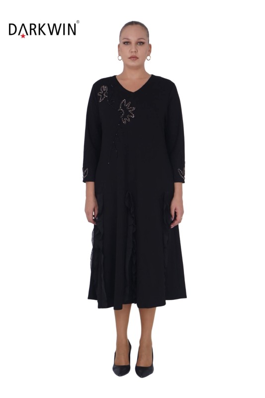 5809-1 DARKWIN ELBİSE SIYAH - Darkwin