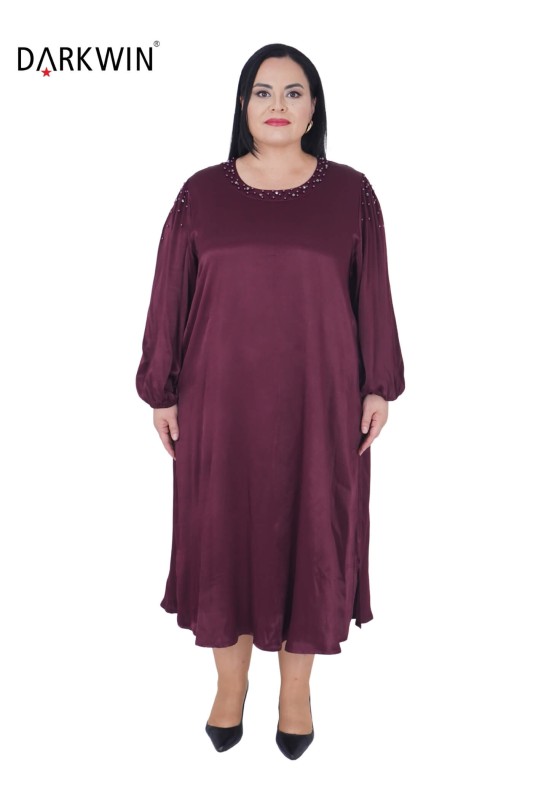 5815-05 DARKWIN ELBİSE BORDO - DARKWIN