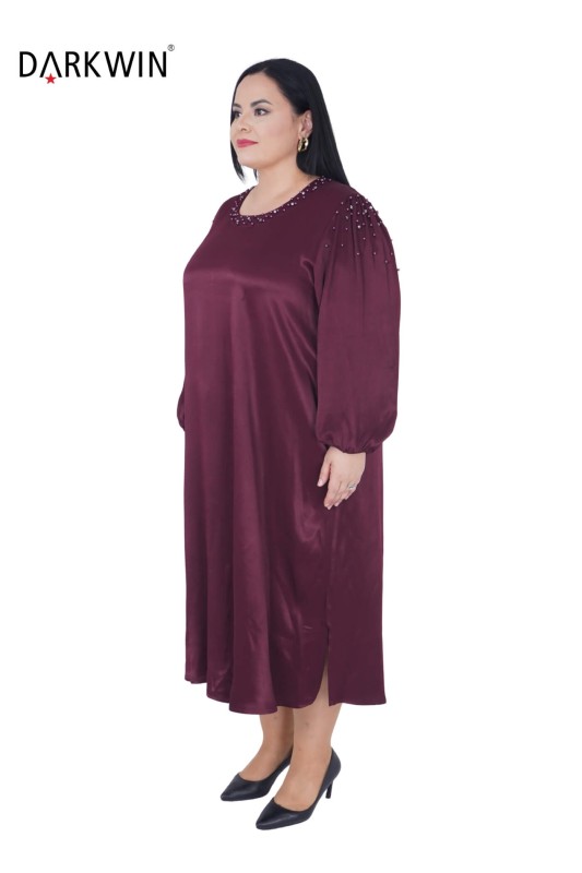 DARKWIN - 5815-05 DARKWIN ELBİSE BORDO (1)