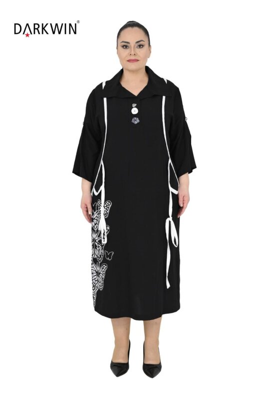 5860 DARKWIN ELBİSE SIYAH-EKRU - DARKWIN